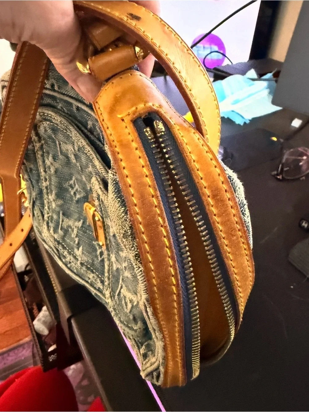 💕Louis Vuitton Monogram Denim Camera Bag Crossbody